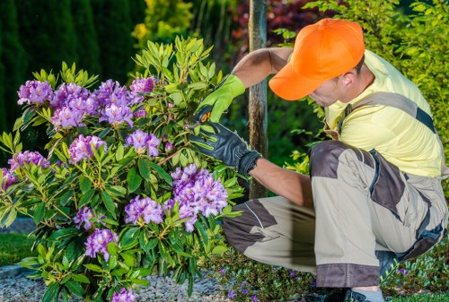 Careful garden work with site access and safety considerations